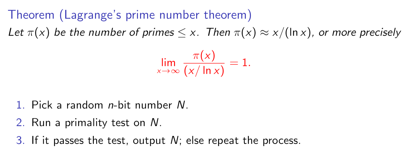 Lagrange's prime number theorem